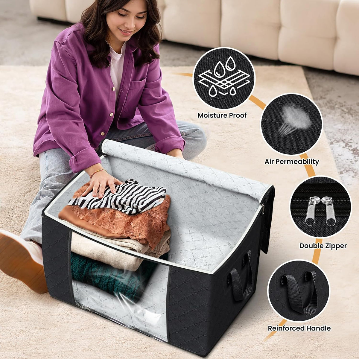 Fab totes Storage Bags for Clothes Blanket Storage Bins with Lids