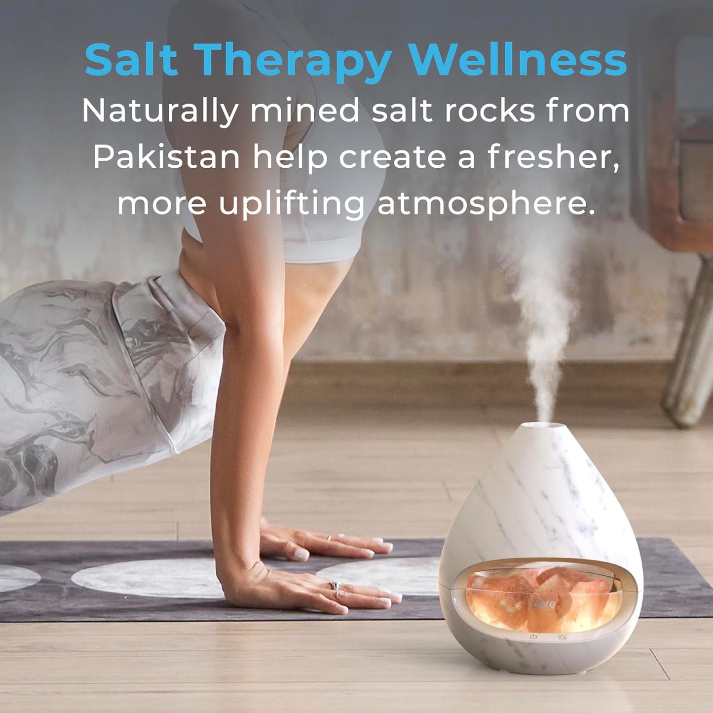 Pure Enrichment PureGlow Crystal - 2-in-1 Himalayan Salt Lamp & Ultrasonic Essential Oil Diffuser, Original Salt Therapy Lamp, 100% Pure Himalayan Salt, Ambient Glow, 160 mL 16-Hour Tank (White)