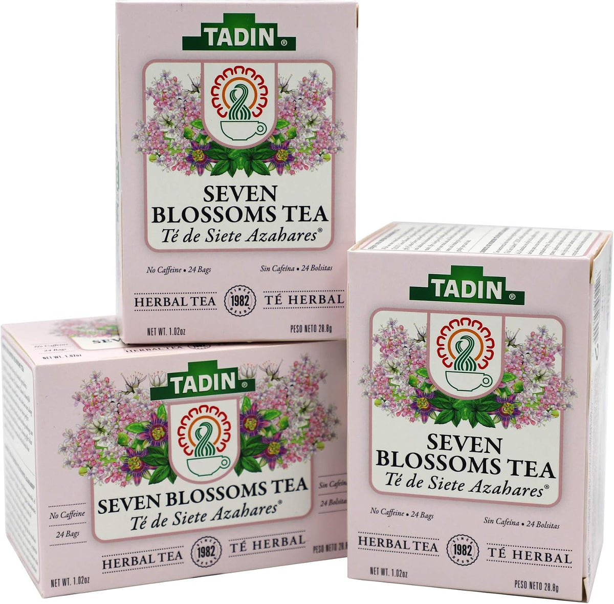 Tadin Tea Seven Blossoms Tea with Linden Flowers Valerian Root, Caffeine - Free, 24 Count (Pack of 3)