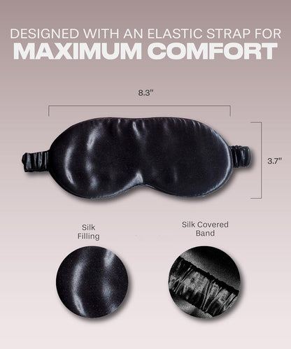 SUNDAYSILKS™ | Adjustable Silk Sleep Mask for Side Sleeper | Cloud-Like Comfort, Weighted for Deep Sleep | Soft Sleep Face Mask for Women & Men, Full Blackout, Cooling Silk Eye Mask for Sleeping
