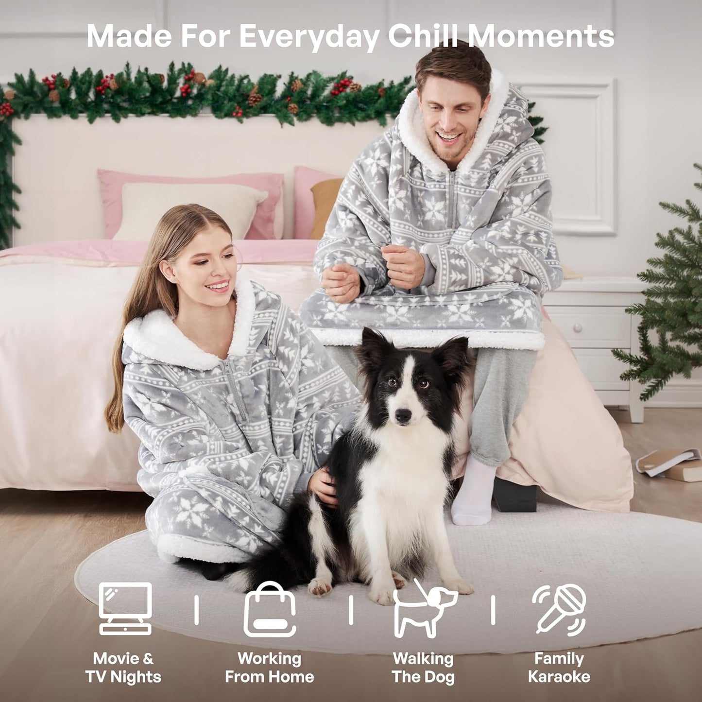 Giggling Getup Wearable Blanket Hoodie for Adults Gifts for Teen Girls Sister Women Sherpa Fleece Printed Hooded Blanket Sweatshirt Warm Cozy with Pocket & Sleeves Beige Cat