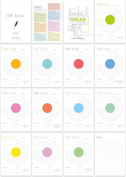 Habit Tracker Calendar (Undated 12 Month) with Silver Spiral Bound and Hanger, 7"x10" Habit Planner, Daily Weekly and Monthly Habit Tracker Journal, Habit Calendar, Colorful Layout.