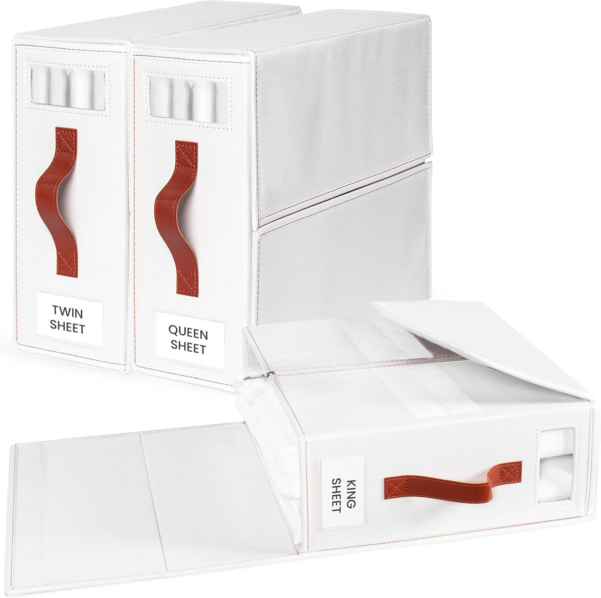 7Vine™ Pack of 3 Foldable Bed Sheet Organizer for Storage and Organization of Bedding Sheets – Premium Linen Closet Organizer with Window for Clothing, Bed Sheets, Blanket, Duvet Covers and Pillow