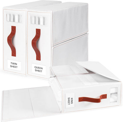 7Vine™ Pack of 3 Foldable Bed Sheet Organizer for Storage and Organization of Bedding Sheets – Premium Linen Closet Organizer with Window for Clothing, Bed Sheets, Blanket, Duvet Covers and Pillow