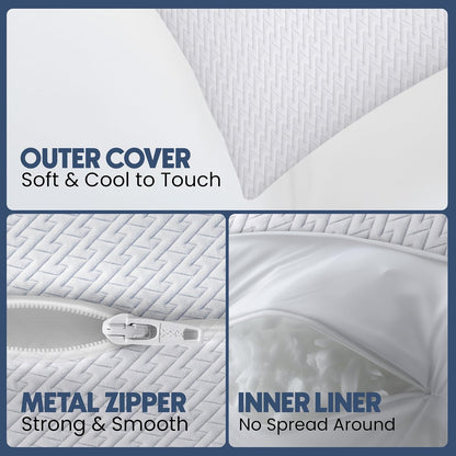Utopia Bedding Shredded Memory Foam Pillows (Queen), Cooling Adjustable Bed Pillows for Sleeping with Washable Pillow Case, Back, Stomach and Side Sleeper Pillow, Plush and Supportive (1 Pack)