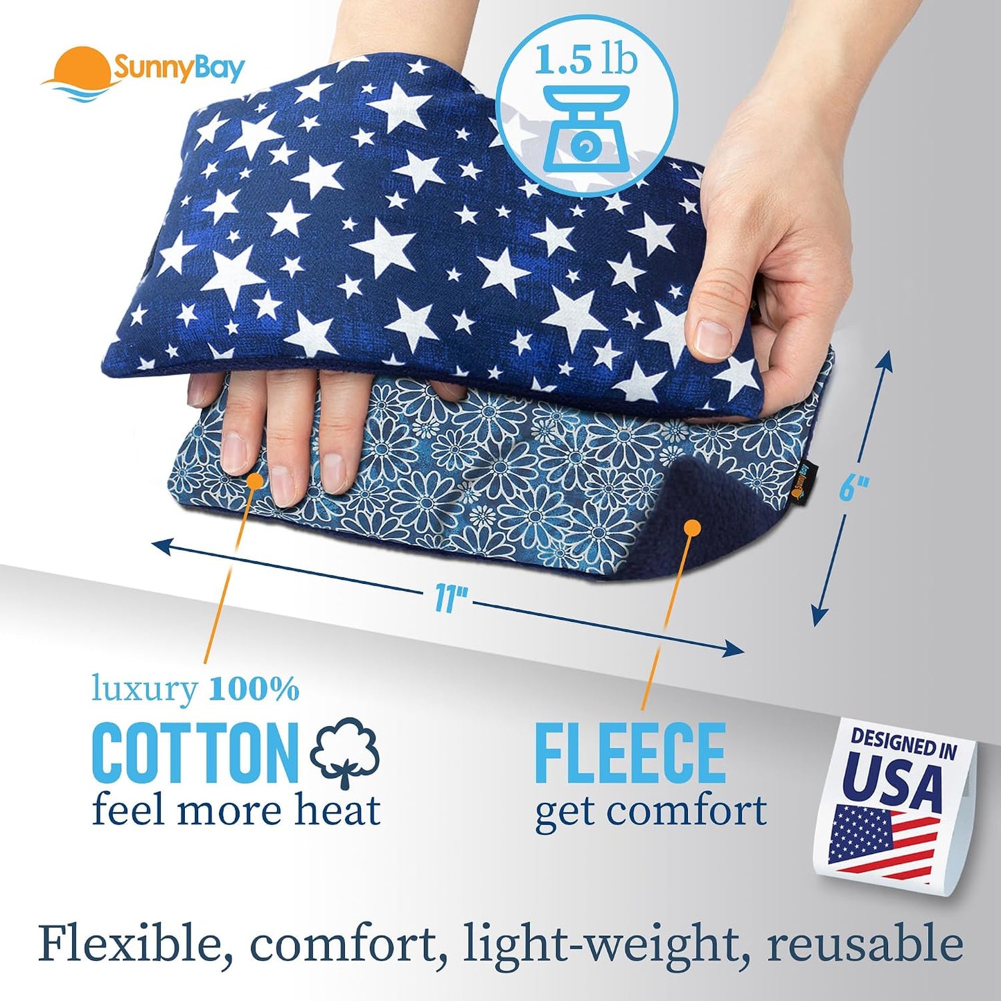 SunnyBay Small Microwave Heating Pad, Microwavable Versatile Cold/Heated Neck and Shoulder Wrap for Back Pain and More, Moist Heat Cotton-Fleece Pad, 6x11 Inches, Hot Pink and Red Flower, Pack of 2