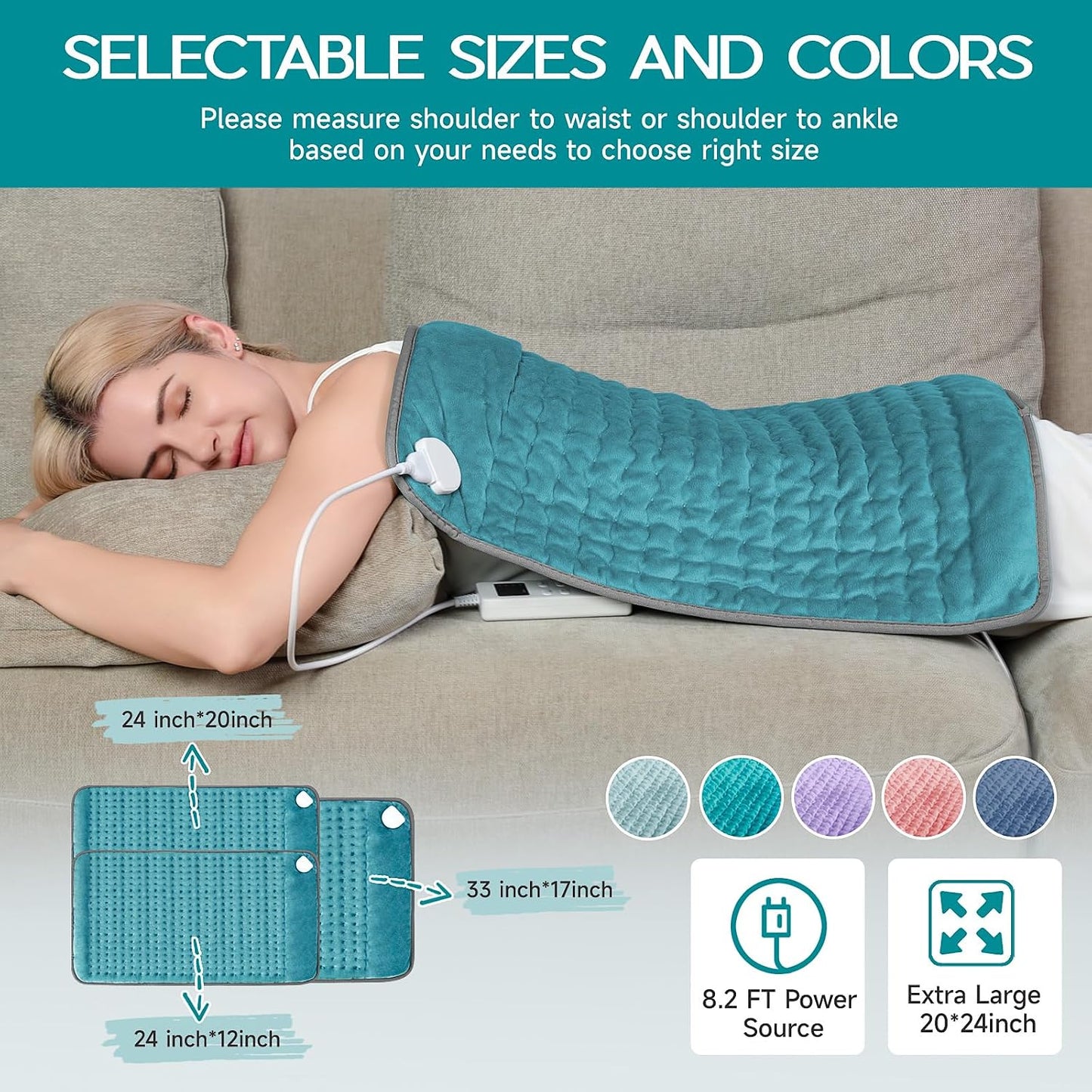 Heating Pad for Period Cramps, Heating Pad for Back/Neck/Shoulder Muscle Pain, 6 Heating & 4 Timer Setting, Auto Shut Off, Dry/Moist Heat & Machine Washable, Birthday Christma s Gifts for Women Mom