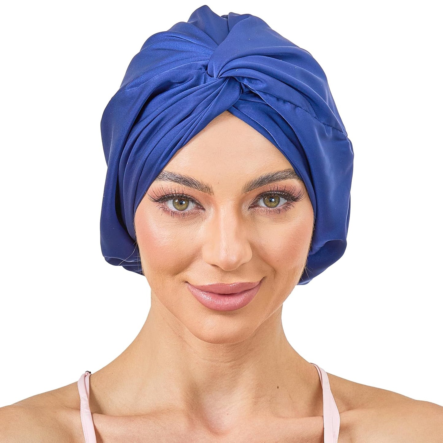 Adjustable Silk Satin Bonnet for Sleeping Hair Wrap, Double Layer Sleep Cap, Night Turban for Large Long Curly Braid Women Men Hair - Matcha Green