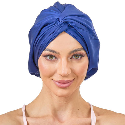 Adjustable Silk Satin Bonnet for Sleeping Hair Wrap, Double Layer Sleep Cap, Night Turban for Large Long Curly Braid Women Men Hair - Matcha Green