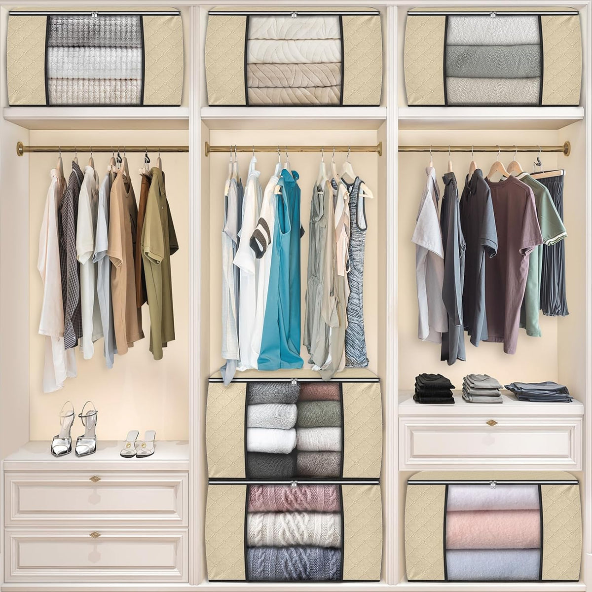 Fab totes Storage Bags for Clothes Blanket Storage Bins with Lids