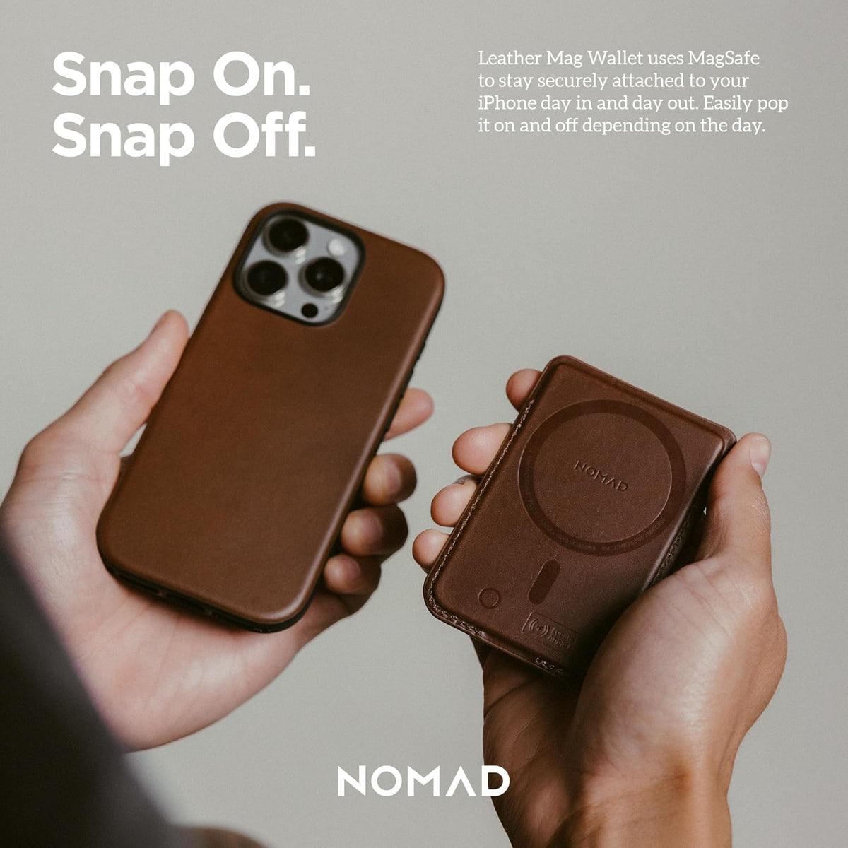 Nomad Leather Black Magsafe Wallet w/Integrated Tracking for iPhone, Slim Magsafe Card Holder for iPhone, Wallet GPS Tracker Card 5 Months Battery Life, Rechargeable, Compatible with iOS Only