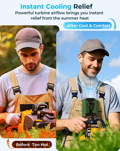 Portable Waist Fan, 10000mAh Waist Fan Clip on Wearable Belt, 5 Speeds Adjustable Shirt Fans with up to 25H of Working Time, Hands-Free Hanging Neck Belt Fans for Camping, Outdoor, Jobsite-Grey