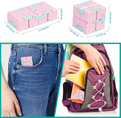 Infinity Cube Fidget Toy Stress Relieving Fidgeting Game for Kids and Adults,Cute Mini Unique Gadget for Anxiety Relief and Kill Time (Macaron Blue)