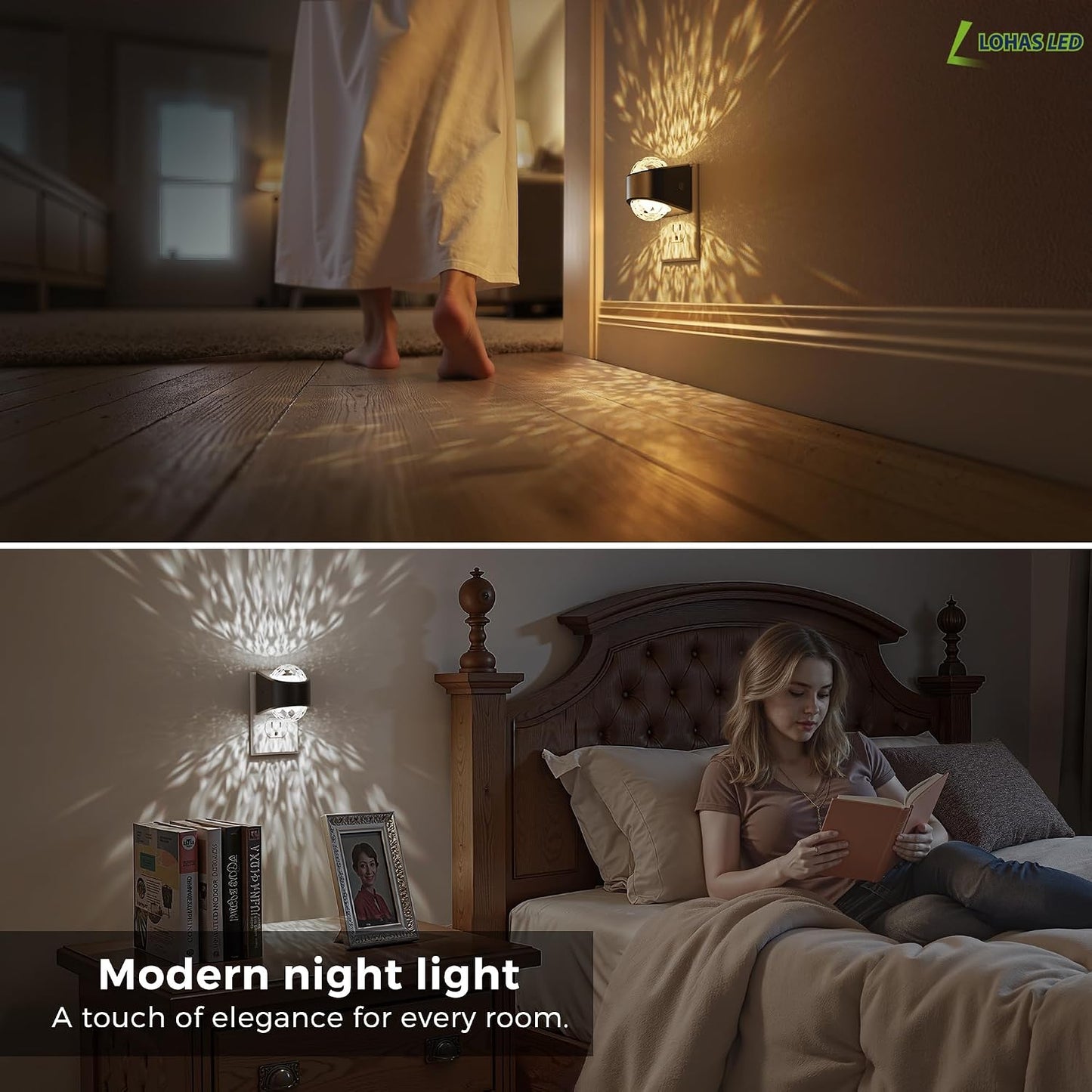 L LOHAS LED Night Light,Projector Night Light with Dusk to Dawn Sensor