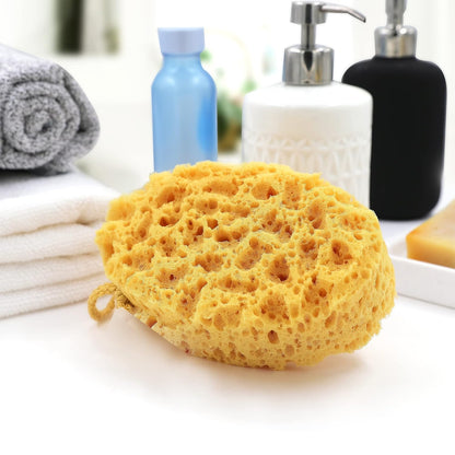 myHomeBody Bath Sponge, Foam Loofah, Body Scrubber for Bathing, Exfoliating Shower Pouf for Shower – Large Size, Lots of Lather, Curvy, 3 Pack
