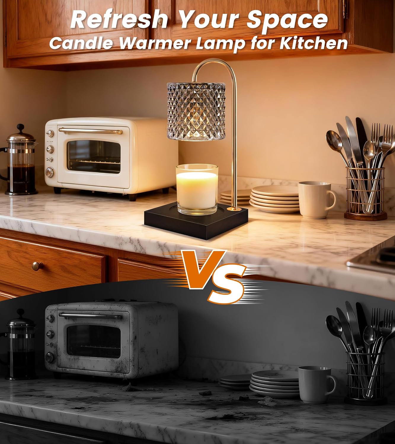 TigQiang Candle Warmer Lamp with Timer Dimmer, Birthday Gifts for Women Mom, House Warming Gifts, Elegant New Home Decor, Wax Warmer for Jar Candles, Heater Lamp for Scented Wax, Amber Glass