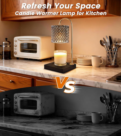 TigQiang Candle Warmer Lamp with Timer Dimmer, Birthday Gifts for Women Mom, House Warming Gifts, Elegant New Home Decor, Wax Warmer for Jar Candles, Heater Lamp for Scented Wax, Amber Glass