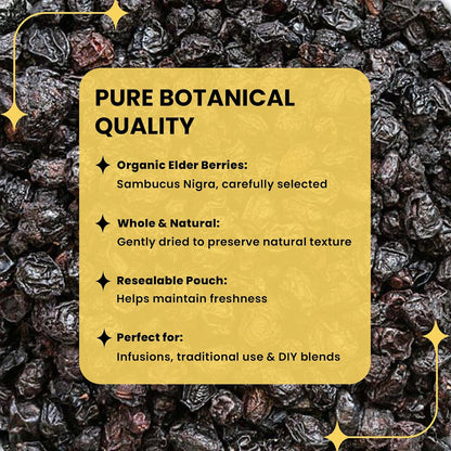 Herb To Body Organic Elderberry Dried Whole - 4oz Wildcrafted Sambucus Elderberry for Syrup, Teas, and Herbal Recipes