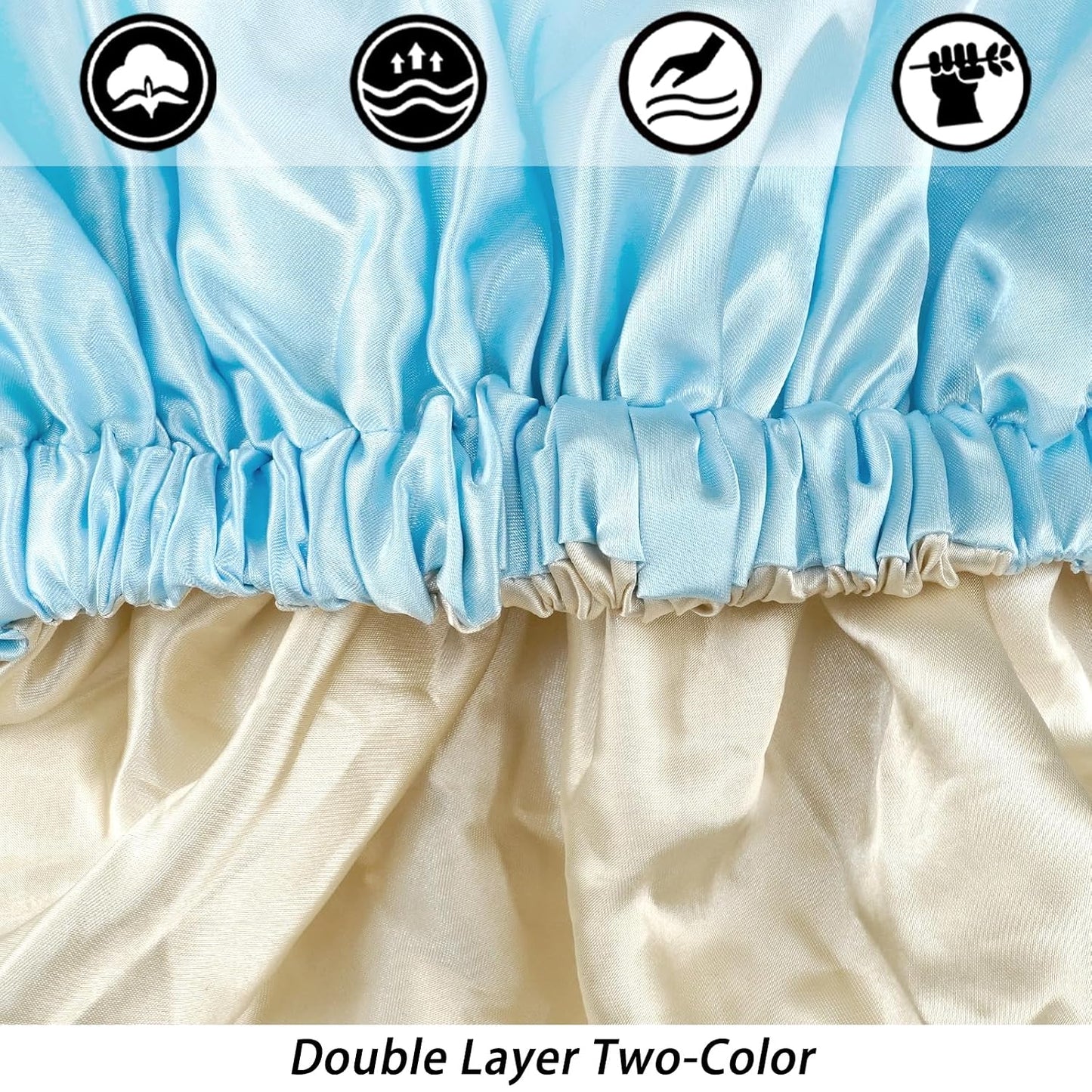 Satin Bonnet Silk Bonnet Hair Bonnet for Sleeping-Slouchy Beanie Hat Satin Sleep Cap for Women's Natural & Curly Hair(Blue Zircon)