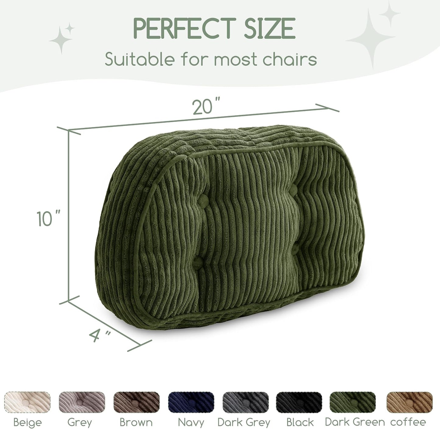 HIGOGOGO Lumbar Support Pillow for Recliner Chair/Accent Chair/Couch/Office Chair, Tufted Corduroy Back Support Cushion for Elderly, Recliner Cushions for Back Rest, Pain Relief, Reading, Brown