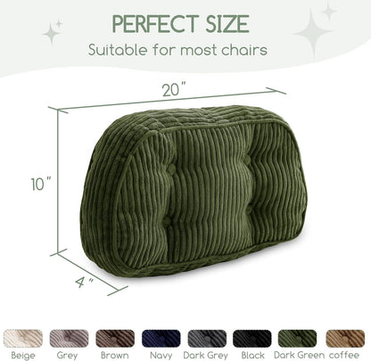 HIGOGOGO Lumbar Support Pillow for Recliner Chair/Accent Chair/Couch/Office Chair, Tufted Corduroy Back Support Cushion for Elderly, Recliner Cushions for Back Rest, Pain Relief, Reading, Brown