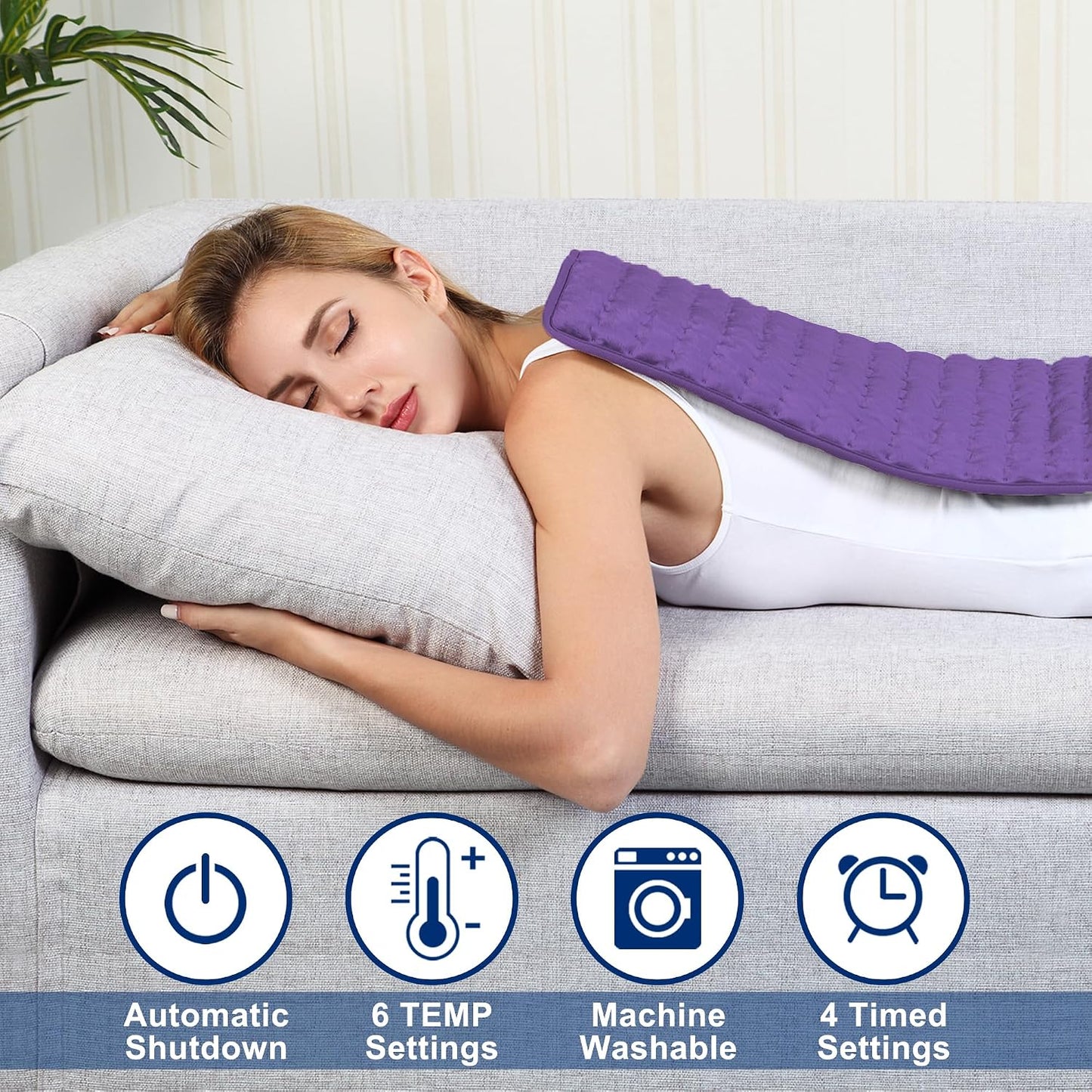 Electric Heating pad with 6 Heat Settings, Auto Shut Off, Dry Electric Heating for Back Neck Knee Arms Legs Shoulder Heat Pads for Christmas Birthday Father Mother's Day (24"X12", Gray Green)
