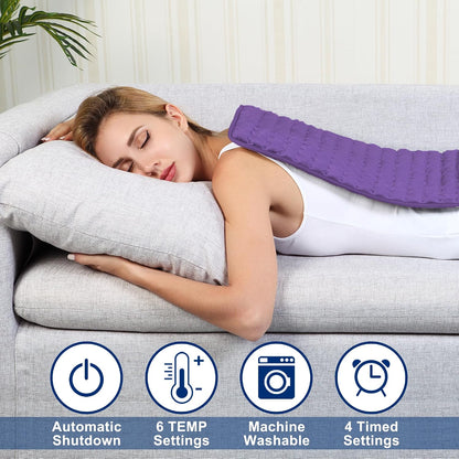 Electric Heating pad with 6 Heat Settings, Auto Shut Off, Dry Electric Heating for Back Neck Knee Arms Legs Shoulder Heat Pads for Christmas Birthday Father Mother's Day (24"X12", Gray Green)