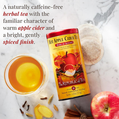 The Republic of Tea Hot Apple Cider Herbal Tea, Caffeine-Free, 36 Count