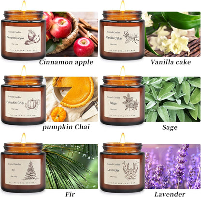 6-Pack Scented Candles for Home, 3.5 Oz Soy Wax Aromatherapy Candle Gift Set, Lavender Chamomile, Eucalyptus Mint & Vanilla, Birthday Gifts for Women, Thank You Graduation Gifts