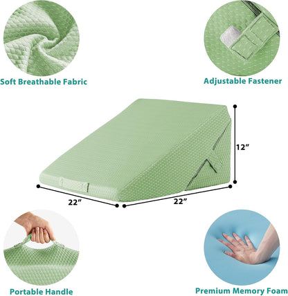 Bedluxe Wedge Pillow Headboard, 3PCS Orthopedic Bed Wedge Pillows Set for After Surgery, Adjustable Pillow Wedge for Acid Reflux&Back Pain Relief, Sleeping, Back Pillow for Bed Sitting Up, White/Grey