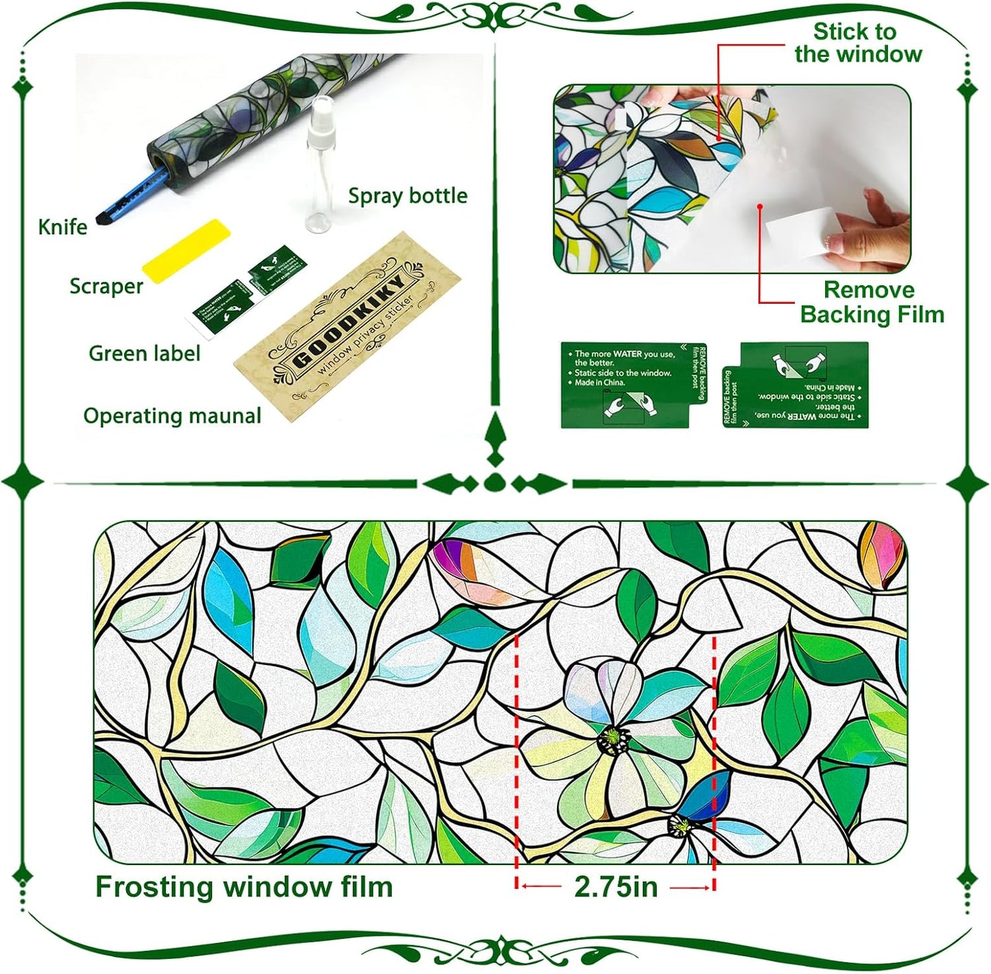 Frosted Glass Window Film, Decorative Sun Heat Blocking,Anti UV Save Energy