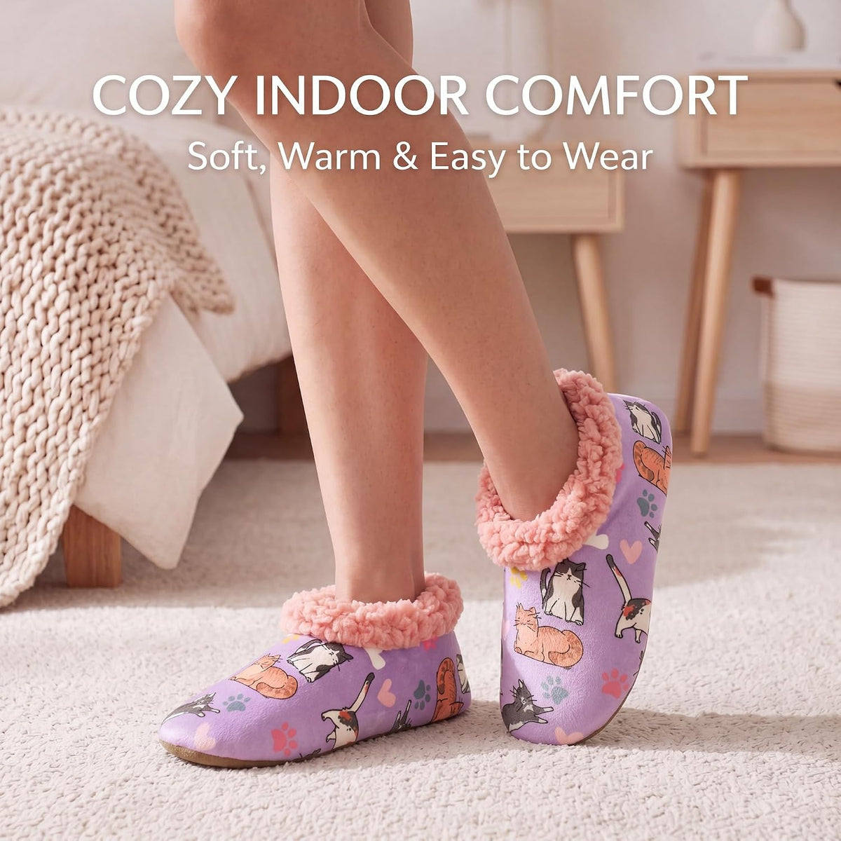 Cozylook Fuzzy Slippers for Women Indoor Soft Sole Slipper Socks