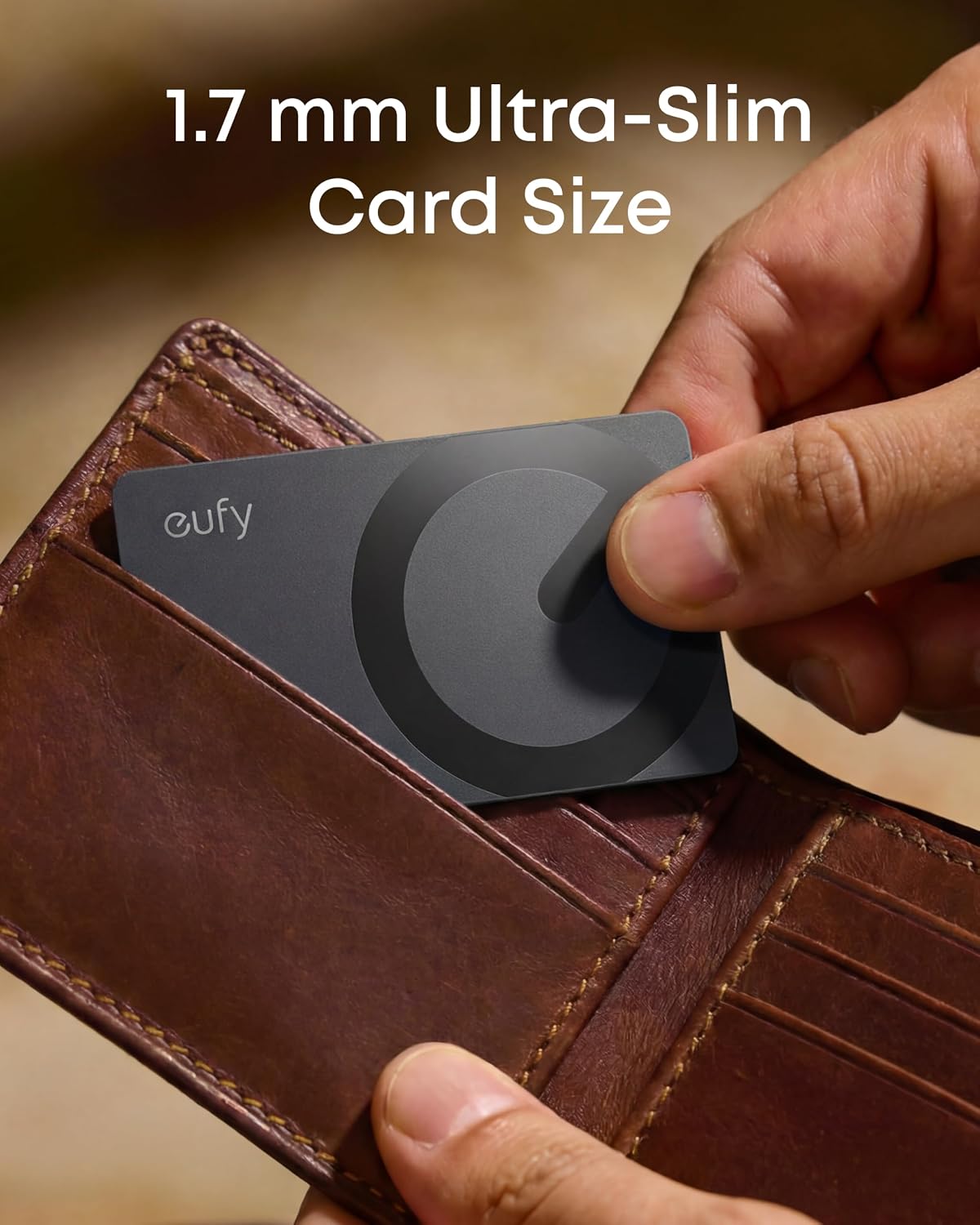 eufy SmartTrack Card E40, Works with iPhone iOS or Android, 1.7 mm Ultra-Thin, Wireless Charging, 80 dB Loud Alarm, Water-Resistant, Perfect for Wallets and Passports