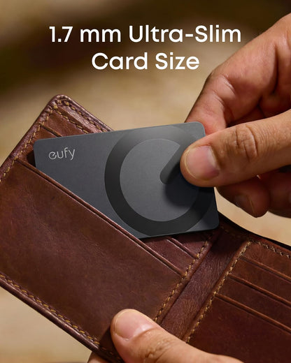 eufy SmartTrack Card E40, Works with iPhone iOS or Android, 1.7 mm Ultra-Thin, Wireless Charging, 80 dB Loud Alarm, Water-Resistant, Perfect for Wallets and Passports