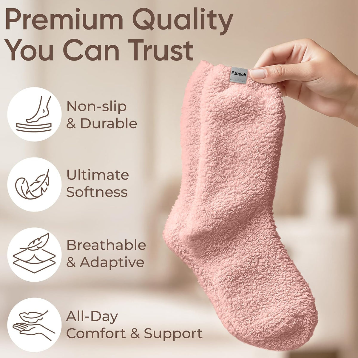 Plüsch Gift for Women – Ultra-Soft Cozy Cloud Socks in Kraft Envelope – Thoughtful Self-Care, Unique Birthday Gifts for Women