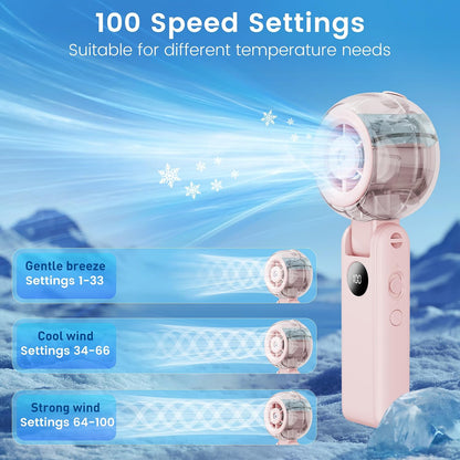 Portable Fan Handheld, Powerful Cooling Misting Fan Rechargeable