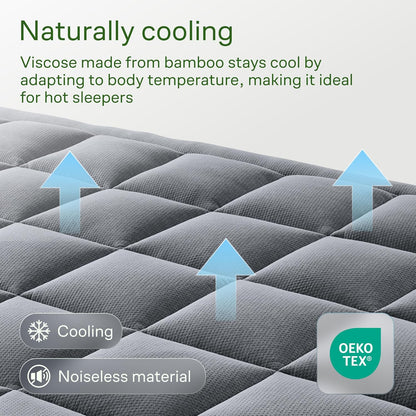 Niagara Sleep Solution Ultra Soft Queen Size Mattress Topper - Rayon Derived from Bamboo Pillow Top Mattress Pad for Back Pain Relief - Naturally Cooling for Hot Sleepers, Green