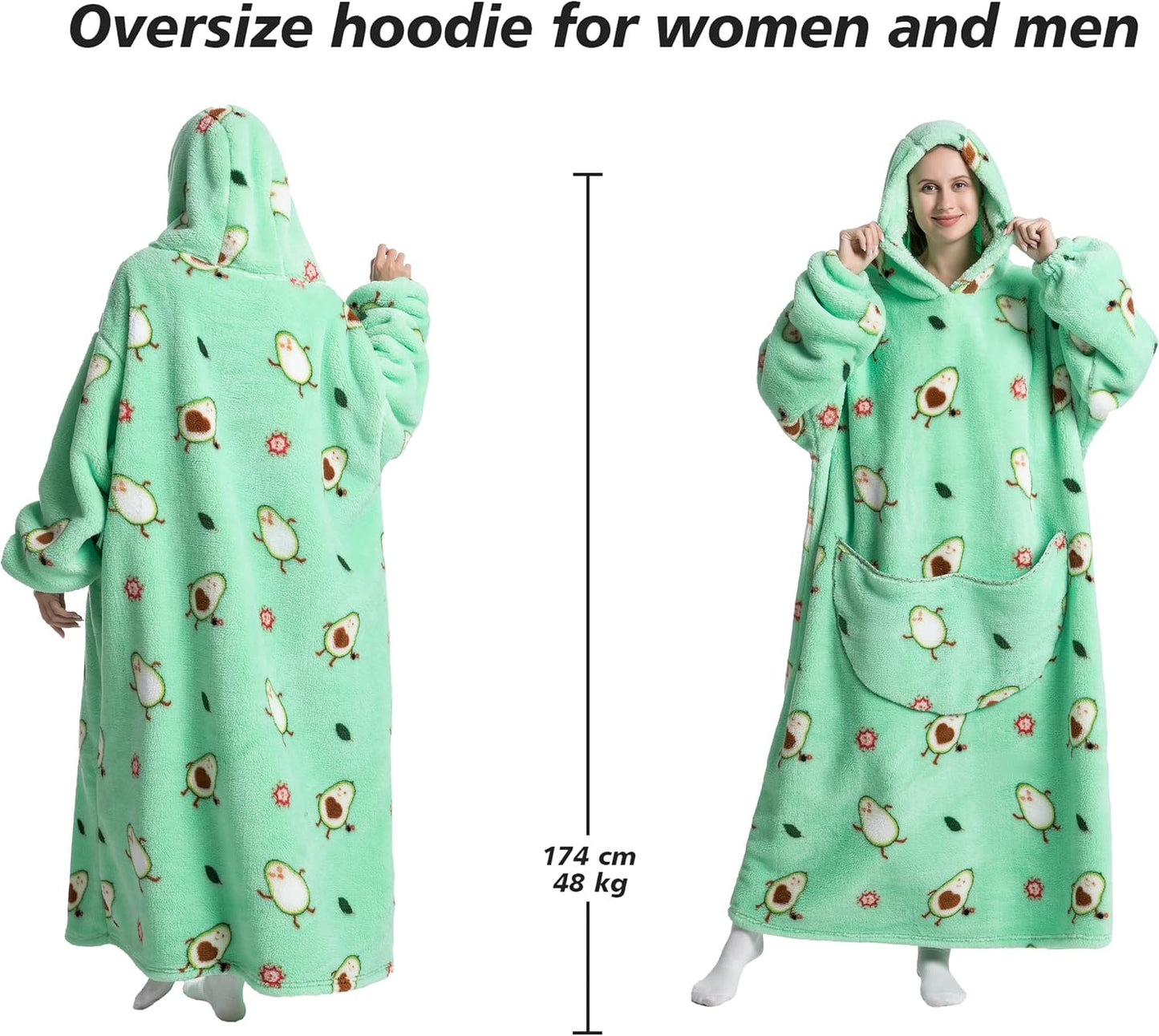 Capecage Blanket Hoodie, Long Hooded Blanket Sweatshirt as Birthday Gifts for Women Men, Long Wearable Blanket for Women Men.