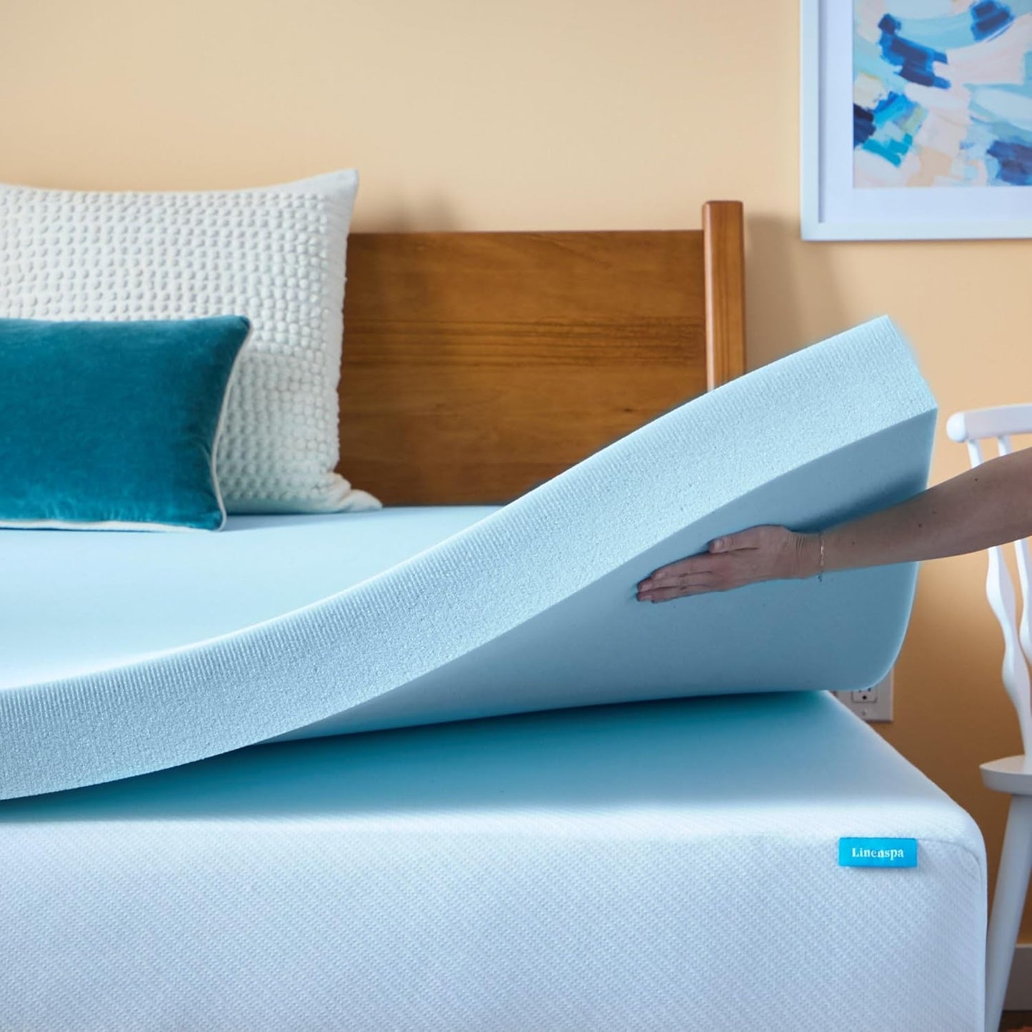 Linenspa Memory Foam Mattress Topper, Queen Size - 2 Inch Gel Infused Memory Foam - Plush Feel - Cooling and Pressure Relieving - CertiPUR Certified
