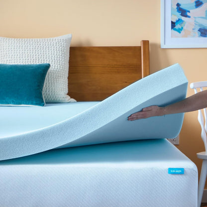 Linenspa Memory Foam Mattress Topper, Queen Size - 2 Inch Gel Infused Memory Foam - Plush Feel - Cooling and Pressure Relieving - CertiPUR Certified