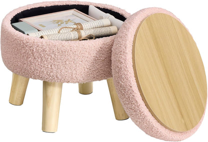 SONGMICS Foot Stool Ottoman, Small Storage Ottoman with Legs, 15.7 Inches