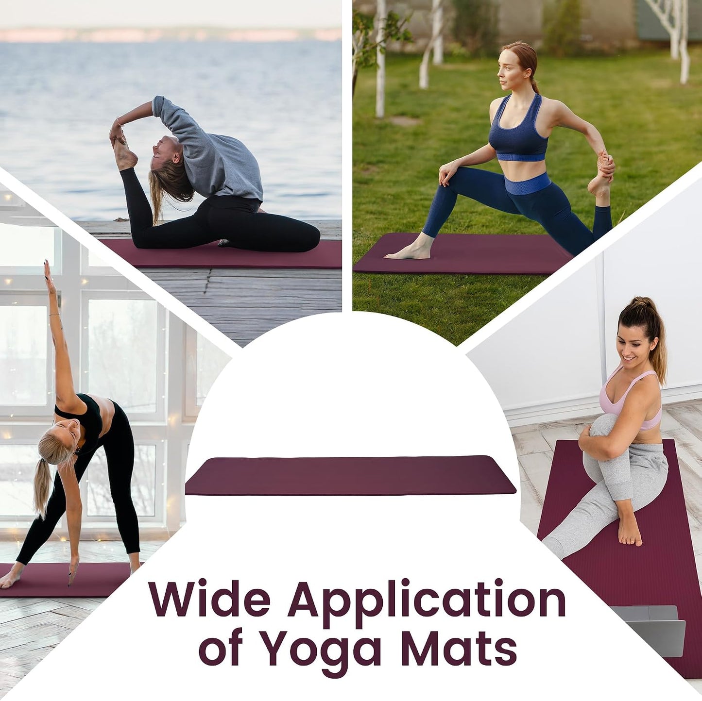 Fitvids Yoga Mat, 1/2-Inch Extra Thick High Density Exercise Mat, Anti-Tear Exercise Yoga Mat with Carrying Strap, Suitable for Various Yoga Exercises