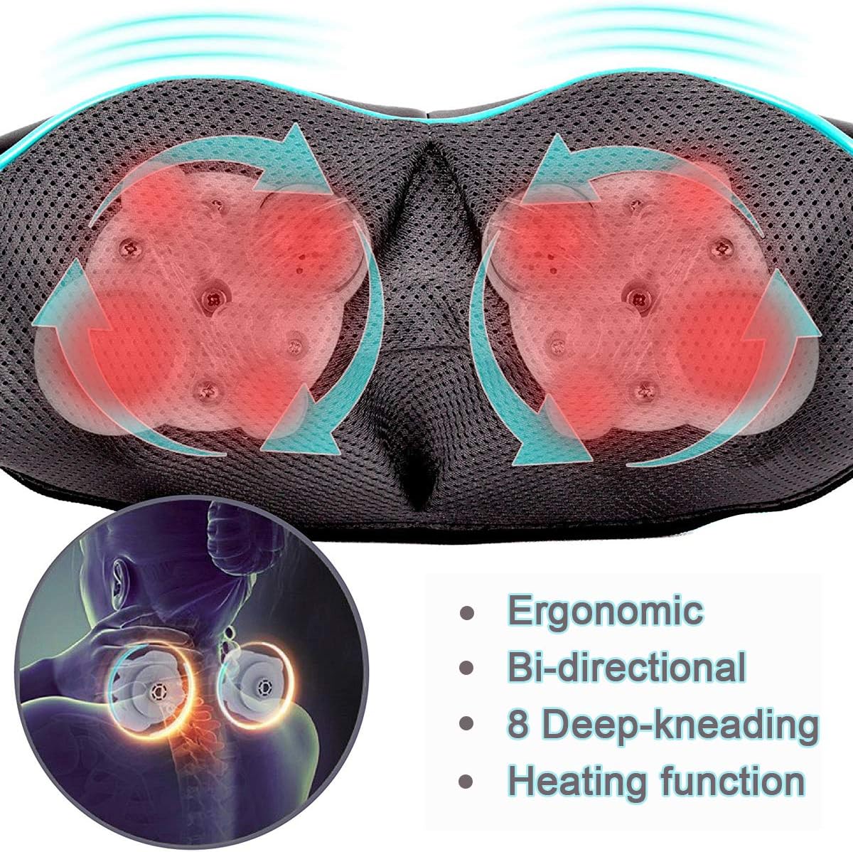 Mo Cuishle Women Men Gifts, Shiatsu Back Shoulder and Neck Massager with Heat, Electric Deep Tissue 4D Kneading Massage, Best Gifts for Mom Dad Wife Husband her Him, Christmas, Birthday (NOT Cordless)