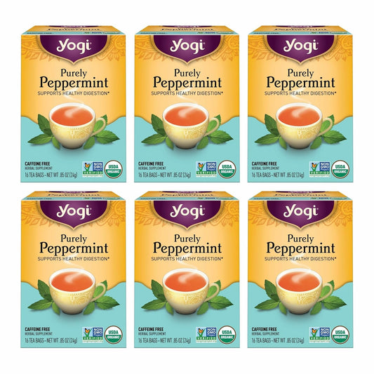 Yogi Purely Peppermint Tea, 16 Tea Bags (6 Pack)