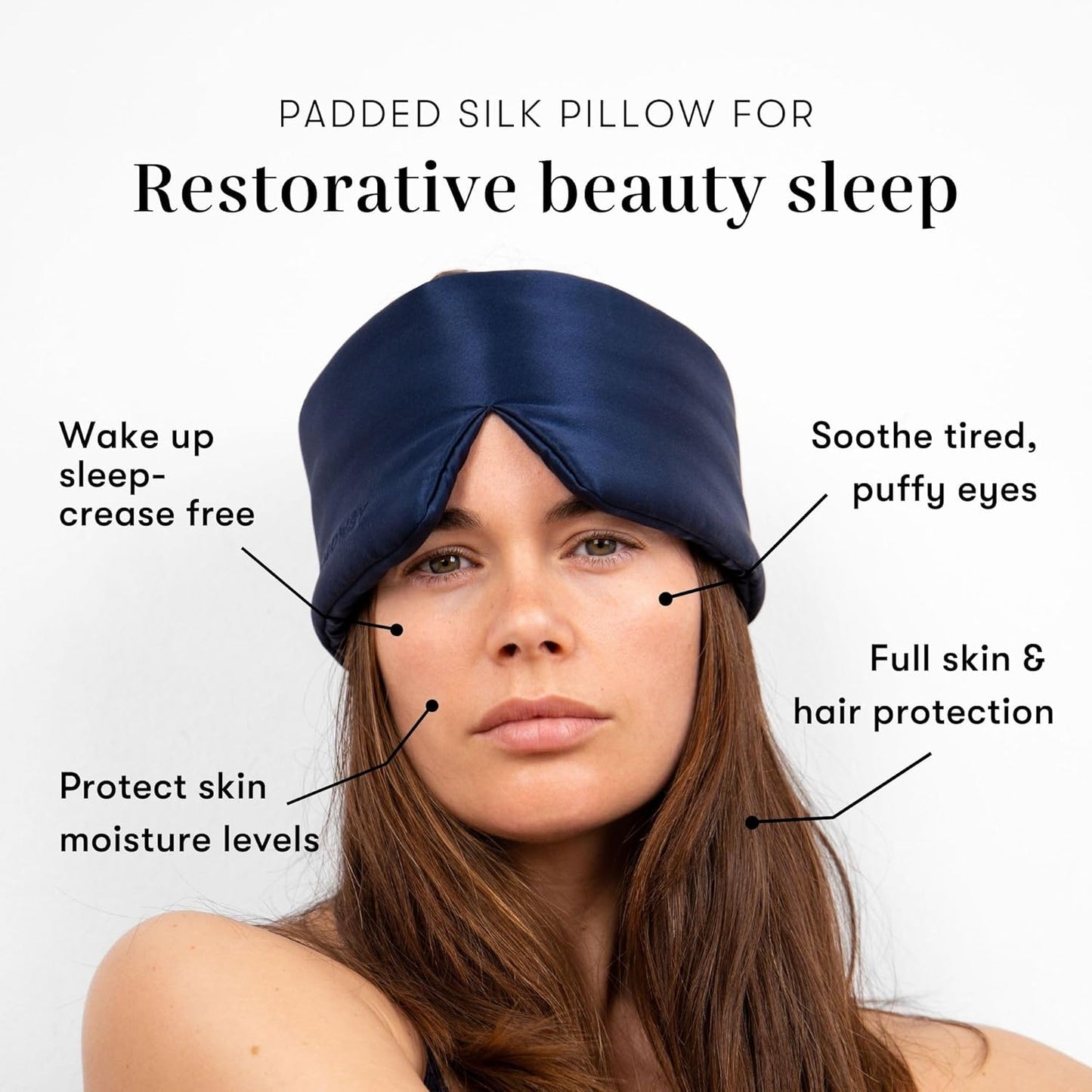 DROWSY Silk Sleep Mask - Face-Hugging, Padded Cocoon for Luxury Sleep in Total Darkness - 100% Pure Mulberry Silk (Black Jade)