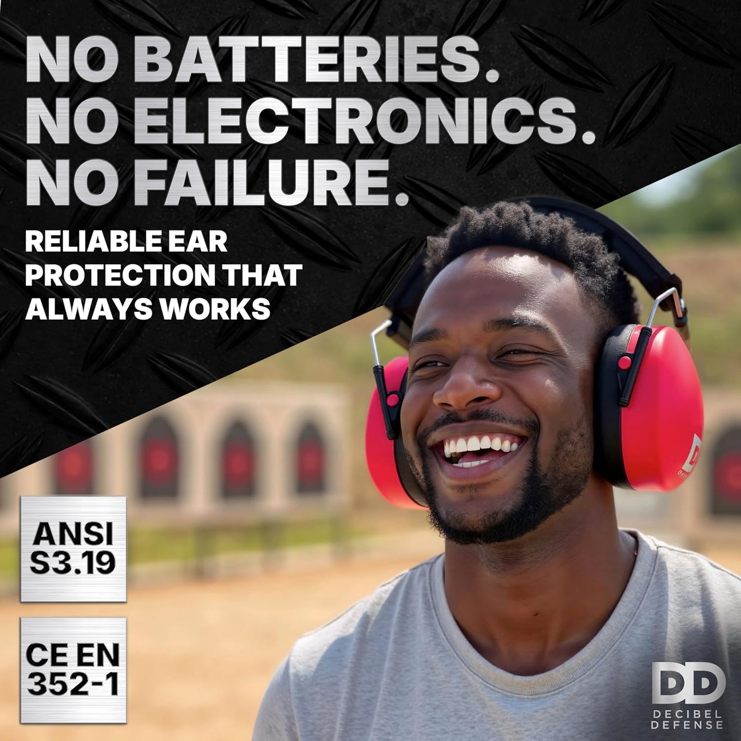 DECIBEL DEFENSE Professional Safety Ear Muffs 37dB NRR - The HIGHEST Rated & MOST COMFORTABLE Ear Protection for Shooting & Industrial Use - THE BEST HEARING PROTECTION...GUARANTEED (BLACK)