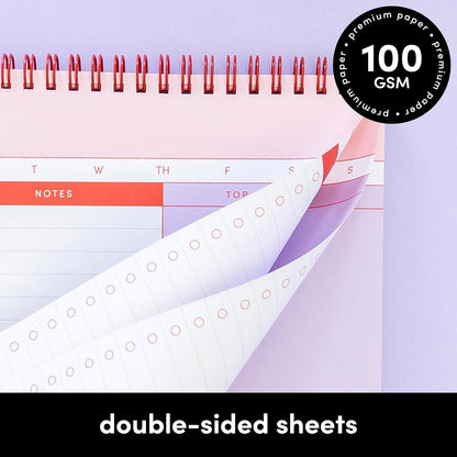 PAPERAGE To Do List Notepad, Daily To Do List Notebook, 60 Double-sided Tear-off Sheets, 1 Pack, 6.5" x 9.5", Undated Daily Planner Checklist for Office, School or Home (Pastel Rainbow Stripe)