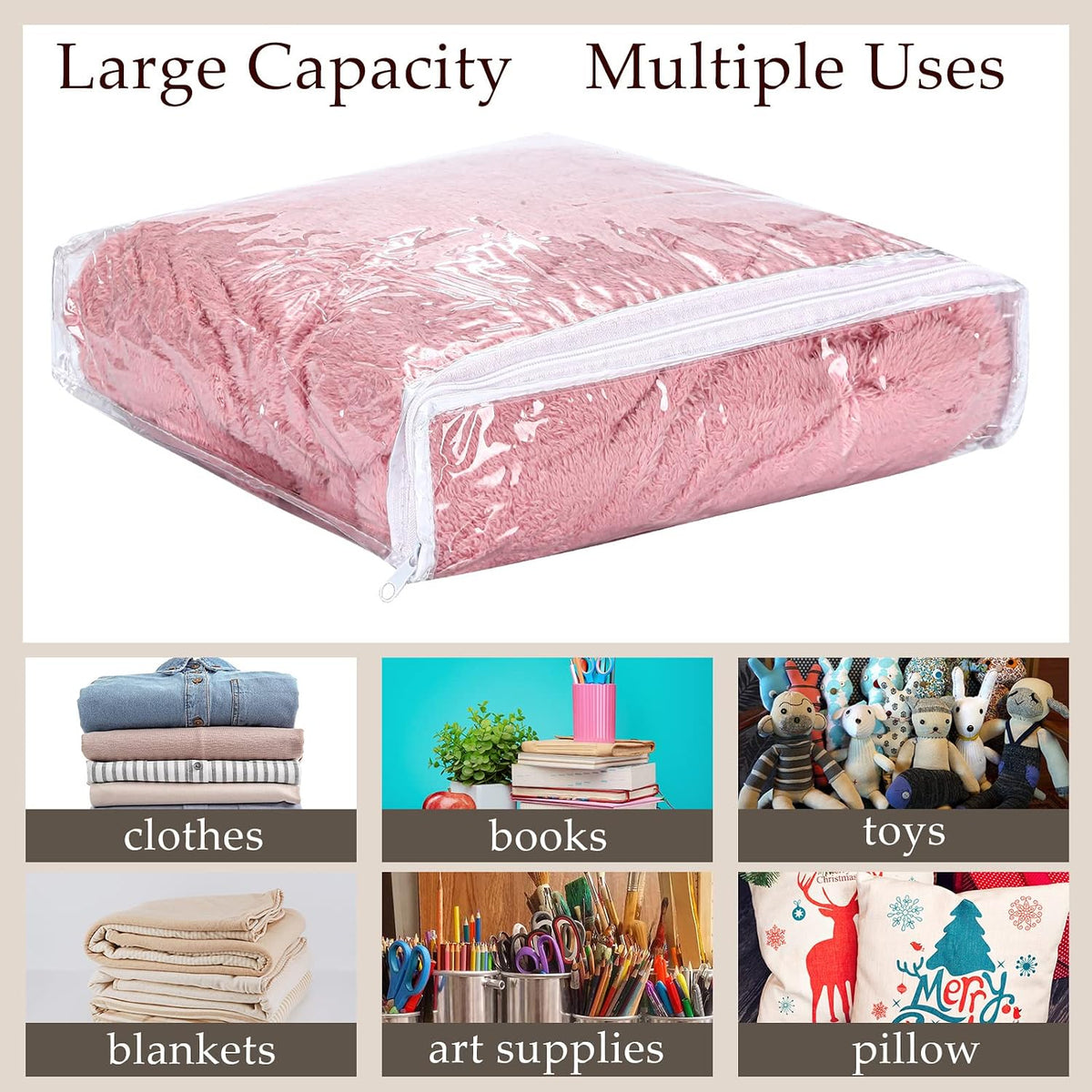 Kingdder 16 Pcs Clear Zippered Storage Bags Plastic Sweater Bag with Zipper