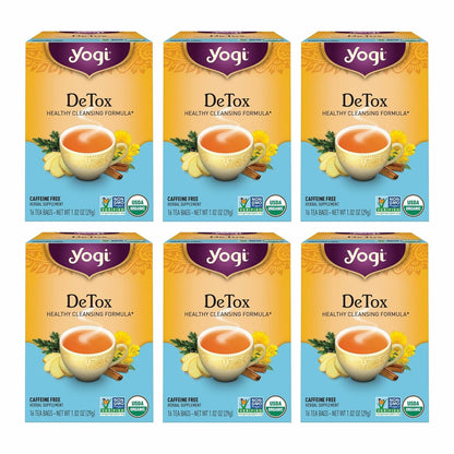 Yogi Tea DeTox Tea - 16 Tea Bags per Pack (6 Packs) - Organic Detox Tea for Digestive & Circulation Support - Includes Burdock, Dandelion, Ginger Root, Black Pepper, Cardamom & Juniper Berry