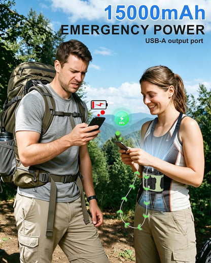 Waist Fan, 15000mAh, 100 Speeds, Belt Clip & Digital Display